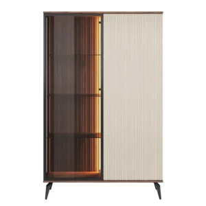 Akinari Vitrinskåp 103x162 cm Brun/Beige - Förvaring Snabb frakt
