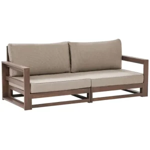 Lågt pris 2-sitssoffa Timor Mörkt trä/grått/beige, Ja Mörkt trä/grått/beige, Ja - Utemöbler & utemiljö