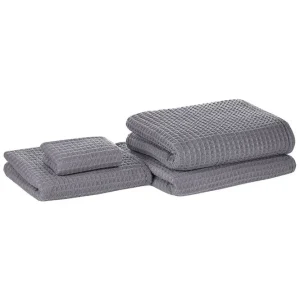 Handduk Areora set om 4 Grå Grå - Textil & mattor Billig