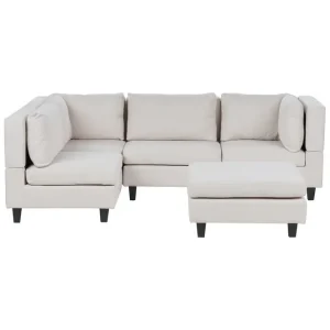 4-sits Hörnsoffa med fotpall Unstad Beige/svart Beige/svart - Möbler Extra rabatt
