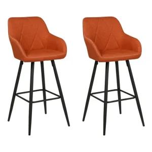 Barstol Darien set om 2 Orange-Svart Orange-Svart - Möbler Begränsad tid