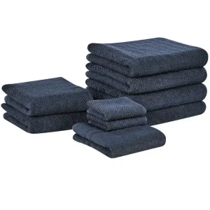 Handduk Mitiaro set om 9 Blå Blå - Textil & mattor Premium