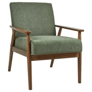 I lager Fåtölj Esrum Grönt/mörkt trä, Polyester Grönt/mörkt trä, Polyester - Möbler