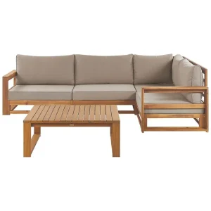 Loungegrupp Timor Ljus trä/beige, Ja, Vänstervänd Ljus trä/beige, Ja, Vänstervänd - Utemöbler & utemiljö Rabatt