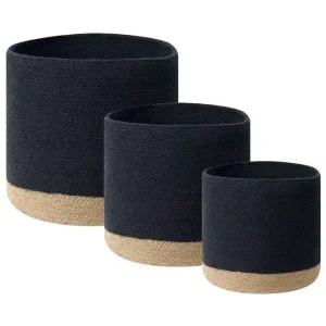 Korg Basima set om 3 Beige, svart Beige, svart - Förvaring Sänkt pris