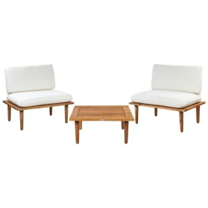 Premium Loungegrupp med bord Frascati Vit/ljust trä, 2-Sits Vit/ljust trä, 2-Sits - Utemöbler & utemiljö