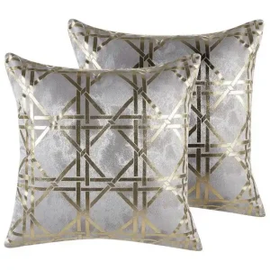 Trygg betalning Prydnadskuddar Cassia set om 2 Grå/guld Grå/guld - Textil & mattor
