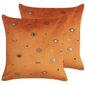 Erbjudandepris Prydnadskuddar Aeonium set om 2 Orange/svart Orange/svart - Textil & mattor