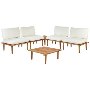 Expressleverans Loungegrupp med bord Frascati Vit/ljust trä, 4-Sits Vit/ljust trä, 4-Sits - Utemöbler & utemiljö
