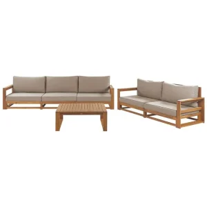 Kampanj Loungegrupp med bord Timor Ljus trä/grått/beige, Ja Ljus trä/grått/beige, Ja - Utemöbler & utemiljö