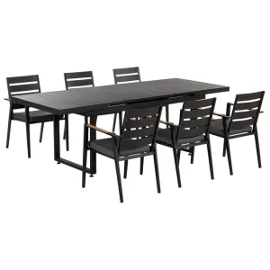 Trygg betalning Matsalsset Valcanetto/Taviano Svart/grått/ljust trä, 6-Sits Svart/grått/ljust trä, 6-Sits - Utemöbler & utemiljö