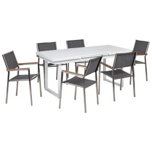 Snabb leverans Matsalsset Valcanetto/Grosseto Vit/Grå/Silver, 6-Sits Vit/Grå/Silver, 6-Sits - Utemöbler & utemiljö