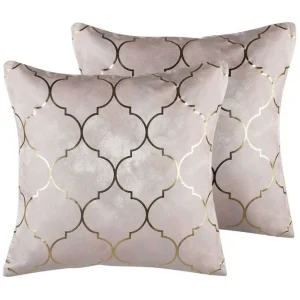 Prydnadskuddar Alyssum set om 2 Rosa/guld, Polyester Rosa/guld, Polyester - Utemöbler & utemiljö Reapris