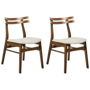 risnedsättning Matsalsstol Cynthiana set om 2 Mörk Trä-Beige Mörk Trä-Beige - Möbler