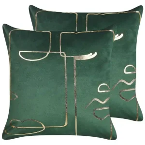 Kampanj Prydnadskuddar Philodendron set om 2 Grön/guld Grön/guld - Textil & mattor