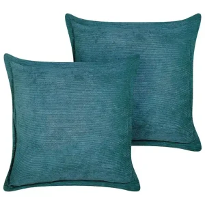Begränsat erbjudande Prydnadskuddar Zinnia set om 2 Blå, Fyrkantig Blå, Fyrkantig - Textil & mattor