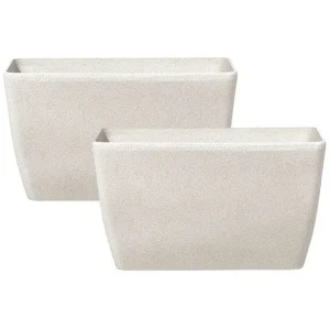 Rabatt Trädgårdskruka Baris set om 2 Beige, 74x32x45 cm Beige, 74x32x45 cm - Inredning