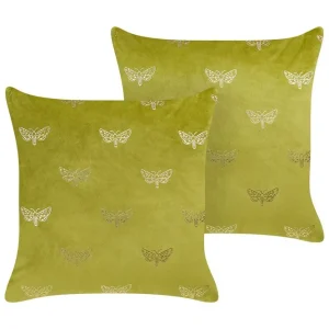Utförsäljning Prydnadskuddar Yuzuri set om 2 Ljusgrön/guld Ljusgrön/guld - Textil & mattor