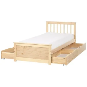 Köp online Säng med förvaringslådor Olendon Ljus trä, 90x200 cm, 4 Ljus trä, 90x200 cm, 4 - Möbler