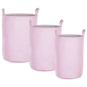 Snabb leverans Tvättkorgar Archa set om 3 Rosa/grå Rosa/grå - Förvaring
