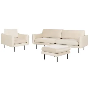 Begränsat antal Soffgrupp med fotpall Vinterbro Ljusbeige/svart, Sammet Ljusbeige/svart, Sammet - Möbler