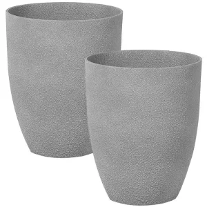 Fynd Trädgårdskruka Croton set om 2 Grå, 35x35x42 cm Grå, 35x35x42 cm - Inredning