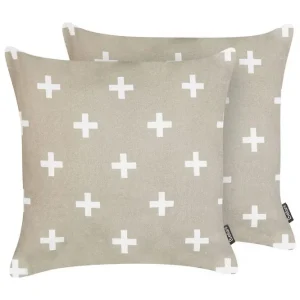 Trygg betalning Prydnadskuddar Velleia set om 2 Beige/vit Beige/vit - Textil & mattor