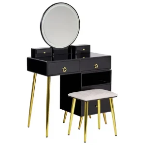 Sminkbord Yves Svart, Guld, Grå Svart, Guld, Grå - Möbler Outlet