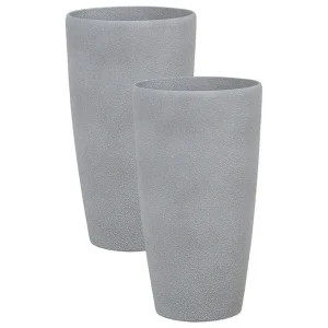 Billigare Trädgårdskruka Abdera set om 2 Grå, 31x31x58 cm Grå, 31x31x58 cm - Inredning