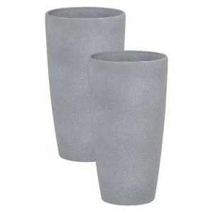 Lågt pris Trädgårdskruka Abdera set om 2 Grå, 23x23x42 cm Grå, 23x23x42 cm - Inredning