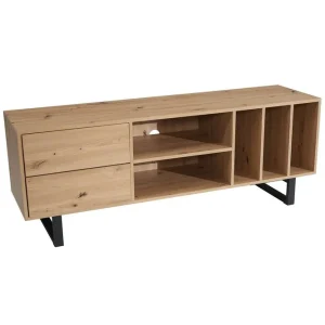 Wohnling Lowboard Wohnling modernt spånskiva, 2 lådor, förvaringsbrickor, metallben, modern stil Ek Ek - Möbler Trygg betalning