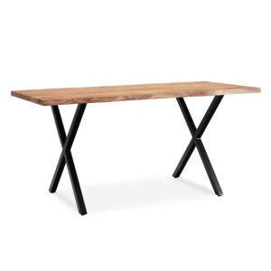 Fynd Wohnling Matbord Wohnling Massivt trä med trädkanter, rektangulär, lantlig stil Svart, korsad, 180x90 cm Svart, korsad, 180x90 cm - Möbler