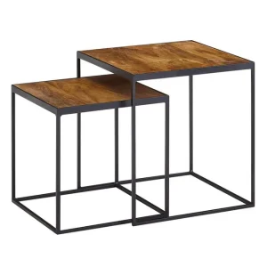 Wohnling Satsbord Wohnling Set om 2 massivt trä med metallben modern - Möbler Trygg betalning