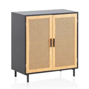 Endast denna vecka Wohnling Sideboard Wohnling Melaminbelagd MDF 80 cm 2 dörrar med wienerflätning modern - Förvaring