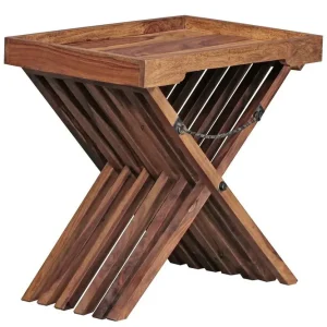 Endast idag Wohnling Sido bord Wohnling Rustik massivt trä hopfällbar korsbensdesign lantligt - Möbler