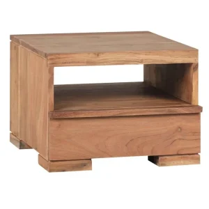 Wohnling Sängbord Wohnling Massivt trä med låda och hylla i låg design i lantlig stil Akacia Akacia - Möbler Outlet