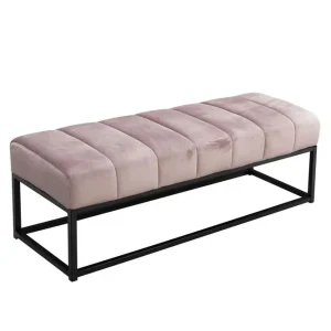 Wohnling Bänk Wohnling sammet klädd modern vadderad elegant metallram Rosa Rosa - Möbler Kampanjpris