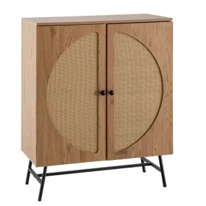Wohnling Sideboard Wohnling Folierad spånskiva ekoptik halvcirkel rottingväv look 2 dörrar modern - Möbler Utförsäljning