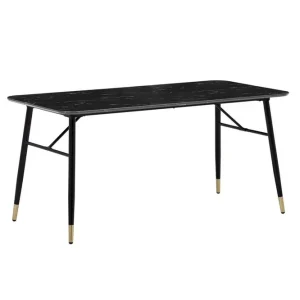 Lågt pris Wohnling Matbord Wohnling Modern stil MDF med metallben med gyllene spetsar Marmor, Svart, 200x90 cm Marmor, Svart, 200x90 cm - Möbler