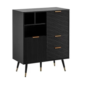 Nyhet Wohnling Sideboard Wohnling Folierad spånskiva ekoptik 77 cm 2 dörrar 2 lådor förvaringsutrymme modern - Möbler
