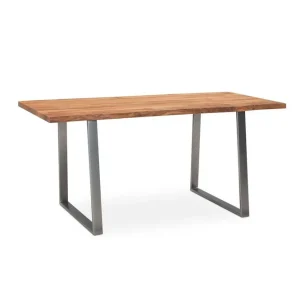 Wohnling Skrivbord Wohnling Massiv trä träd kant metallben lantlig stil Silver, Rak, 180x90 cm Silver, Rak, 180x90 cm - Möbler I lager