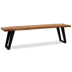 Extra rabatt Wohnling Matbänk Wohnling Massivt trä med metallben träd kant lantligt Svart, vinklad, 140 cm Svart, vinklad, 140 cm - Möbler