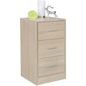 Wohnling Sängbord Wohnling för resårbotten, 68 cm hög och 3 lådor i modern design Sonoma Sonoma - Möbler Rabatter