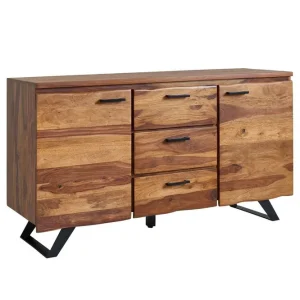 Wohnling Sideboard Wohnling Massiv trä träd kant 145 cm med 2 dörrar 3 lådor industriell - Möbler Begränsat erbjudande