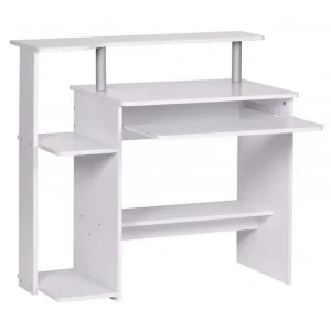 Begränsad tid Wohnling Skrivbord Wohnling för dator med hjul, tangentbord utdragbar, modern stil Vit Vit - Möbler