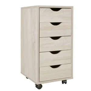 Premium Wohnling Rullkontejner Wohnling 5 lådor med folierad spånskiva och hjul, modern stil Sonoma Sonoma - Förvaring