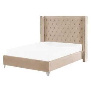 Fynd Säng med lamellram Lubbon Beige, Silver, 140x200 cm - Möbler