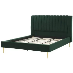 Begränsat antal Säng med lamellram Marville Grön, guld, 180x200 cm - Möbler