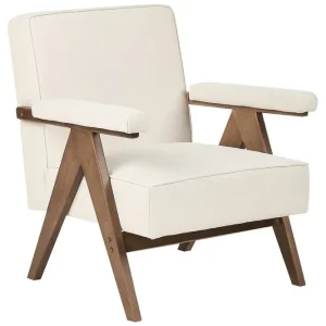 Lägg i varukorgen Fåtölj Evje Beige, mörkt trä - Möbler