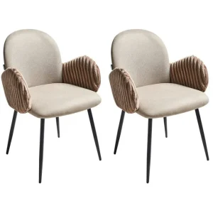 Köp nu Set med 2 matstolar Amity Beige, svart, brun - Möbler